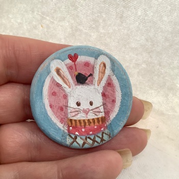 Pin - bunny - dark pink background
