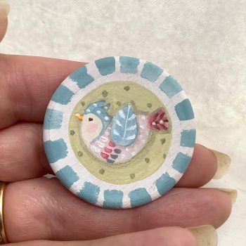 Pin - bird, green and teal background