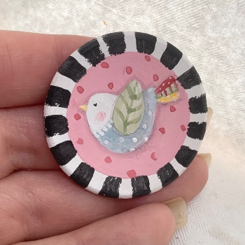 Pin - bird, pink background