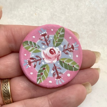 Pin - rose, blue and pink background