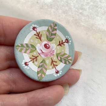 Pin - rose, green and duck egg background