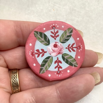 Pin - rose, blue and red background
