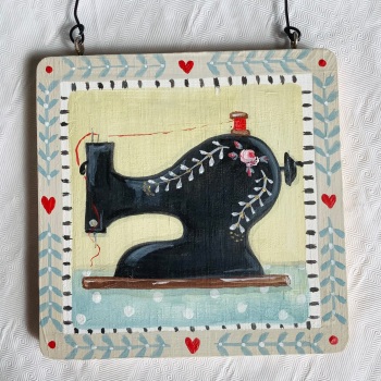 Small painting - folk sewing machine