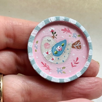 Pin - folk bird, teal wing