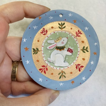 Round Christmas Decoration - rabbit