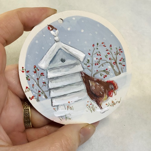 Round Christmas Decoration - chicken