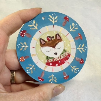 Round Christmas Decoration - fox