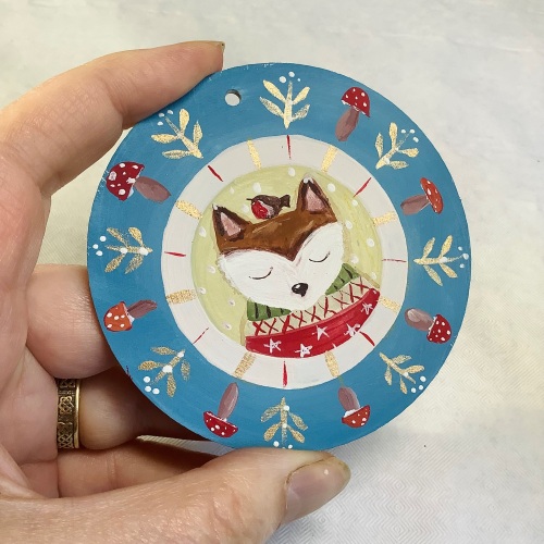 Round Christmas Decoration - fox
