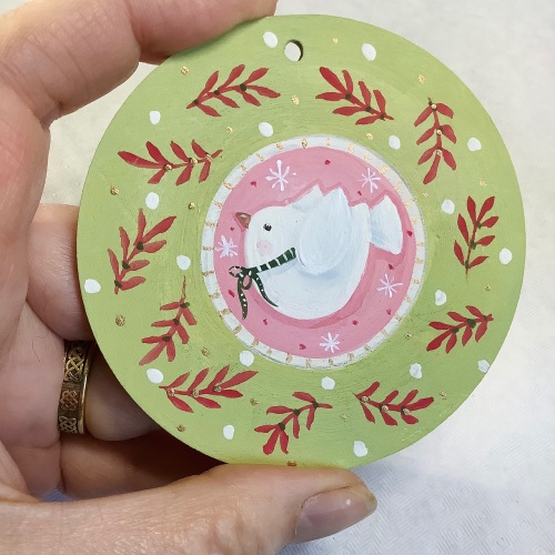 Round Christmas Decoration - dove