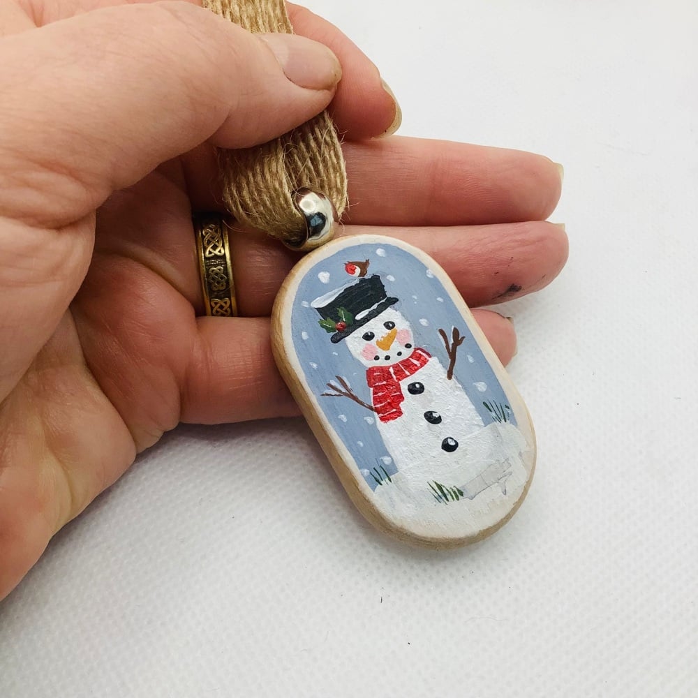 A wooden Christmas decoration- snowman