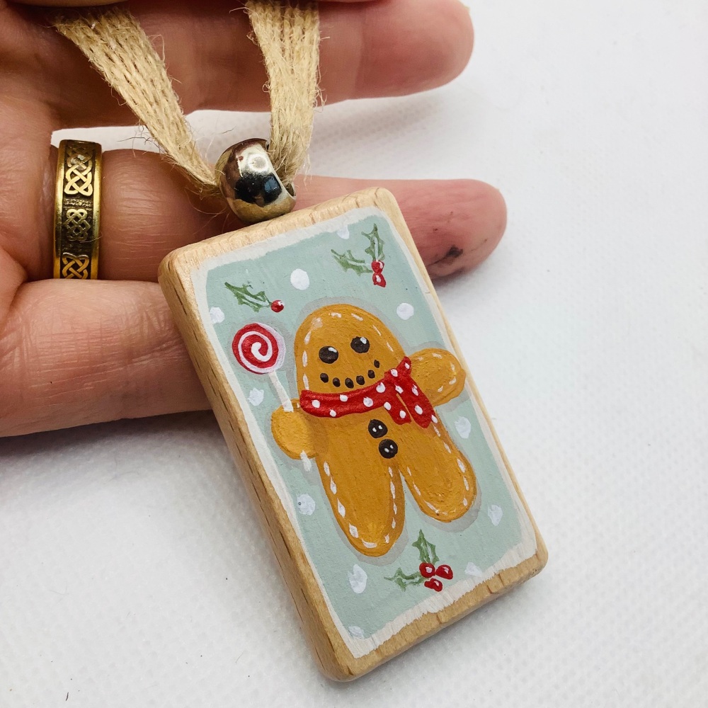 A wooden Christmas decoration- gingerbread man