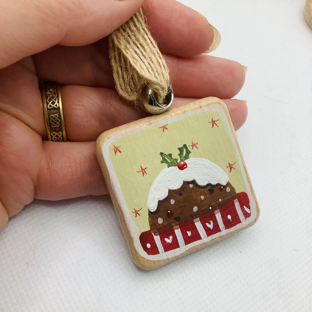 A wooden Christmas decoration- pudding 