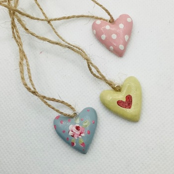 Trio of little heart dangles - gloss finish
