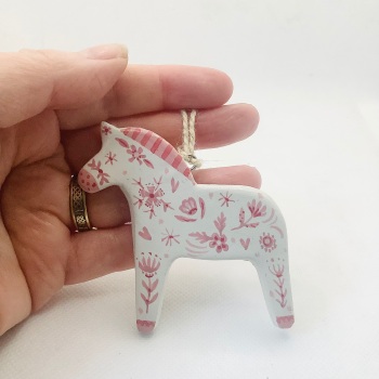 Dangle - dala style horse - pink #2