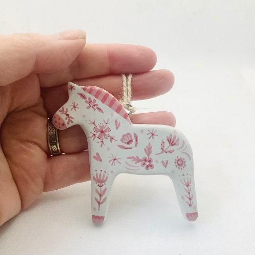 Dangle - dala style horse - pink #2