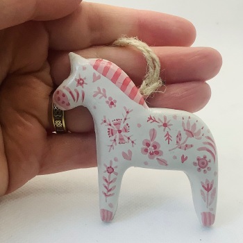 Dangle - dala style horse - pink #3