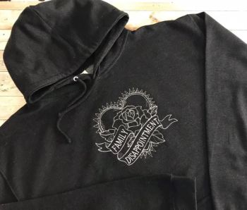 Family Disappointment Embroidered Black Hoody
