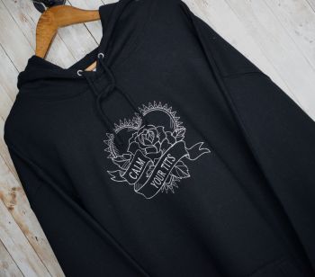 Calm Your Tits Embroidered Black Hoody