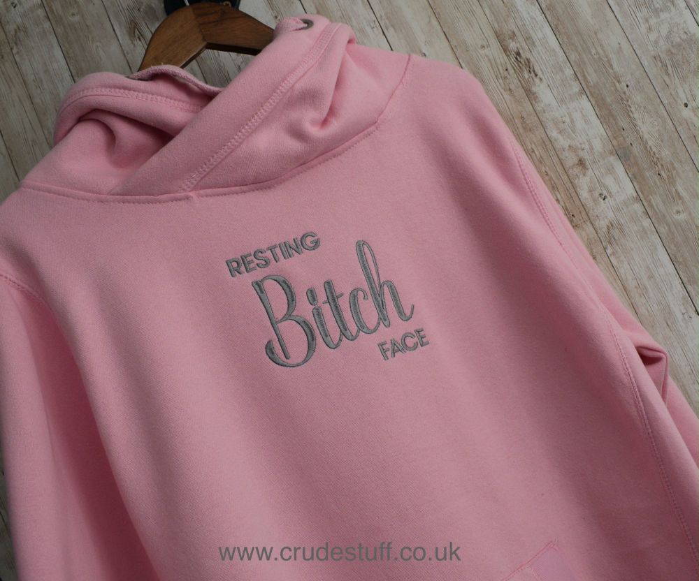 Resting Bitch Face  Cross Neck Embroidered Hoody