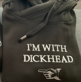 I'm with Dickhead  Cross Neck Embroidered Hoody