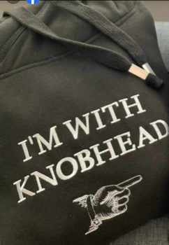 I'm with Knobhead  Cross Neck Embroidered Hoody