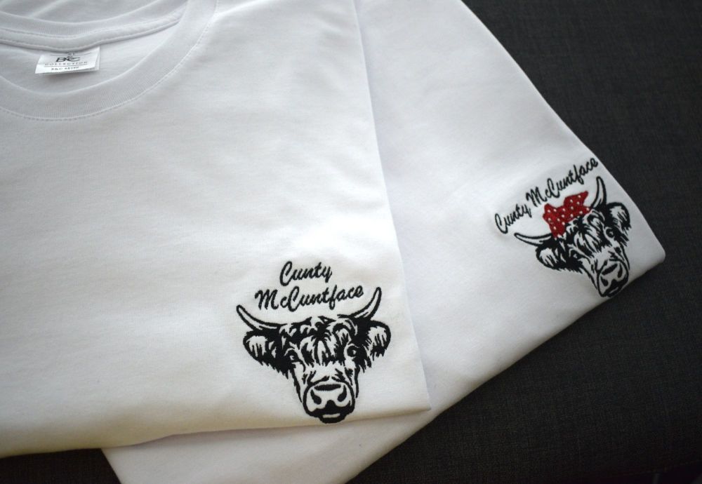 Cunty McCuntface Embroidered Cow Tee Shirt
