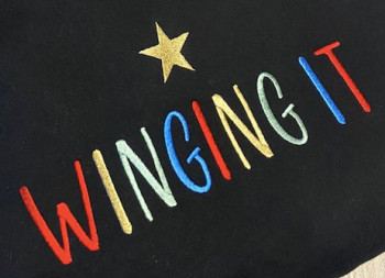 Winging It  Embroidered T Shirt