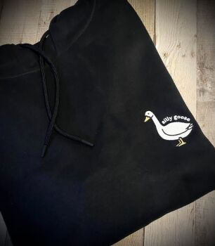 Silly Goose Embroidered Black Hoody