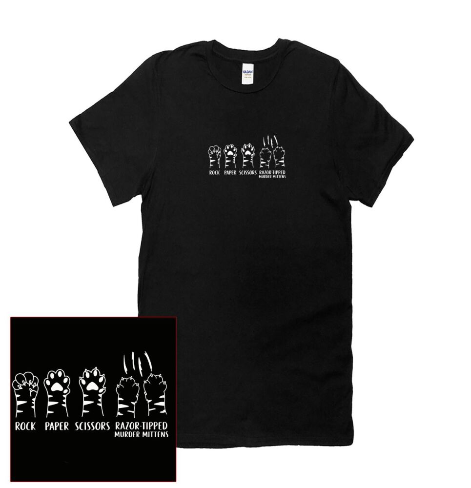 ROCK, PAPER, SCISSORS, KITTY CLAWS T SHIRT