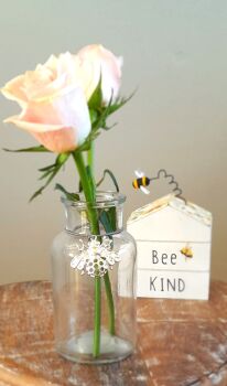 Glass Bottle with Silver Bee Charm