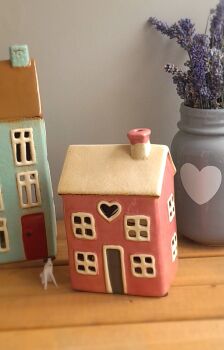 Ceramic Pink Tealight House