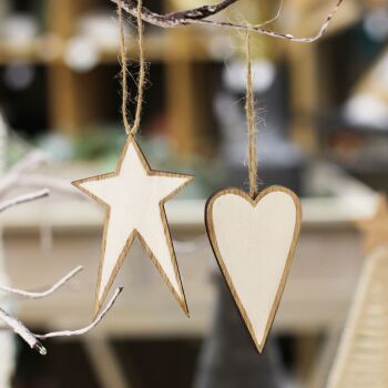 Wooden Star and Heart Hangers
