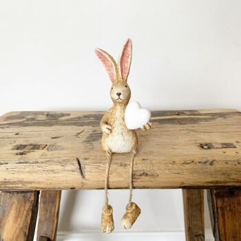 White Heart Rabbit Shelf Sitter