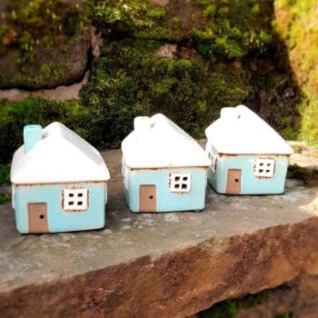 Ceramic Aqua Mini Tealight House