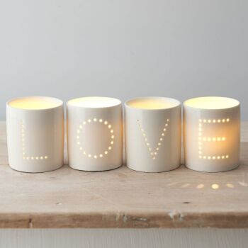 LOVE dotted tealight holders