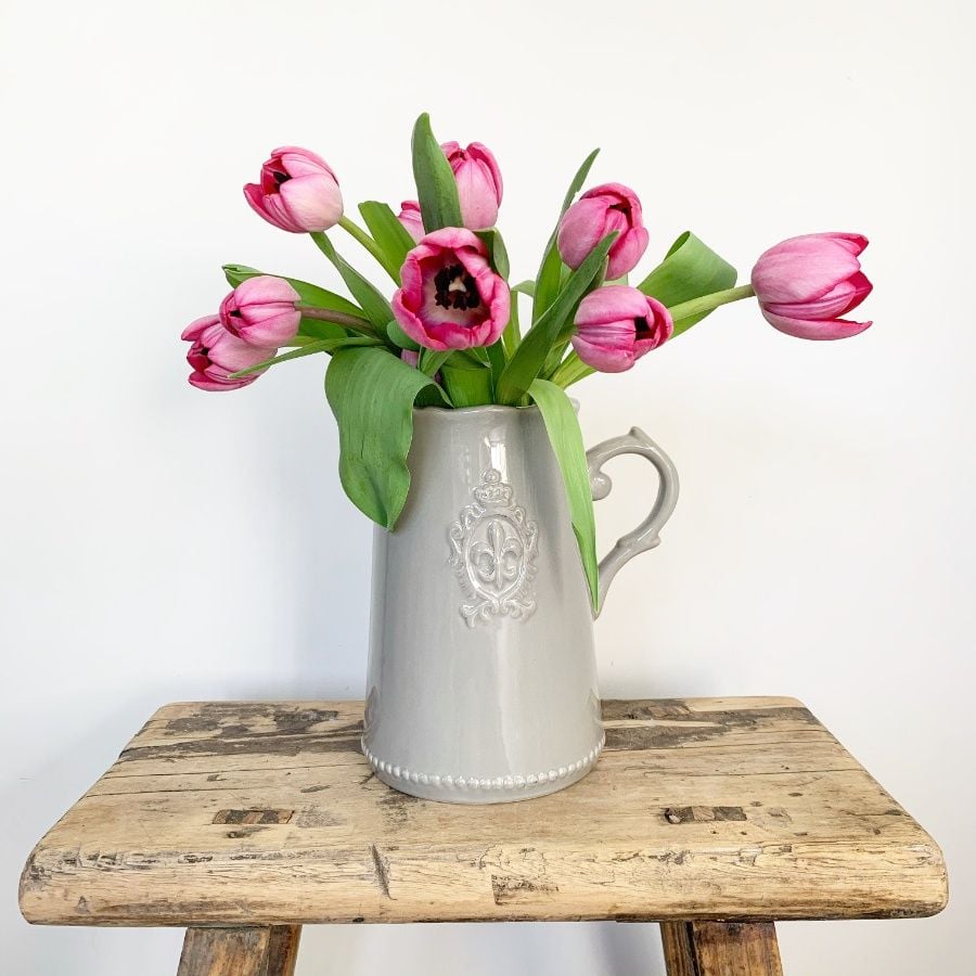 Grey Fleur de Lis Jug