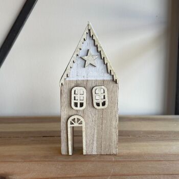 White Wooden Christmas House