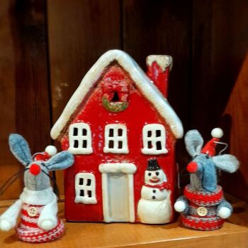 Christmas Snowman Ceramic House
