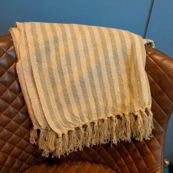 Green & White Stripey Throw