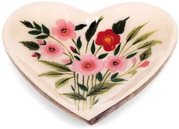 Floral Heart Wooden Trinket Dish