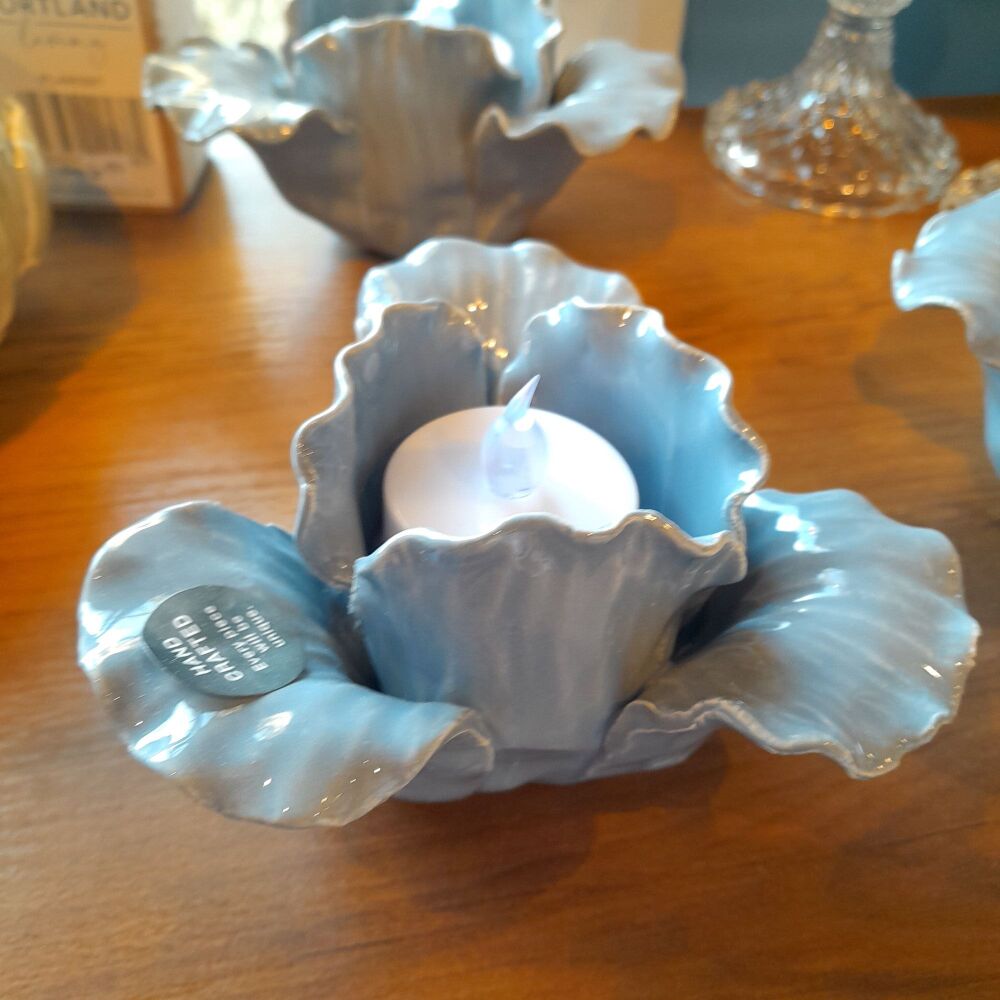 Floral Tealight Holder - Blue