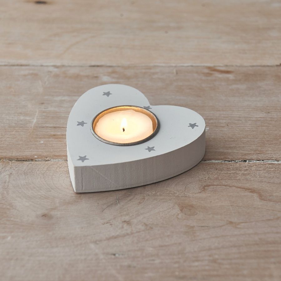 White Heart Tealight Holder