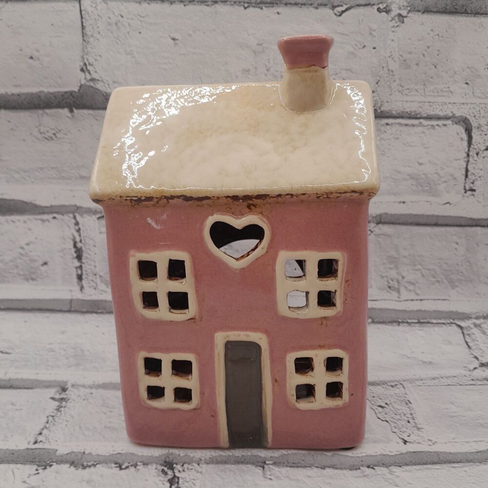 Ceramic Pink Tealight House