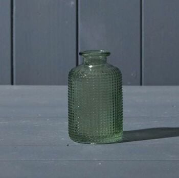 Green Dimpled Glass Bottle