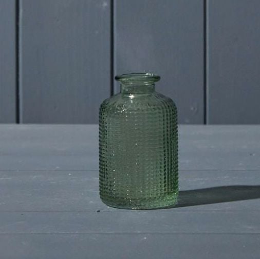 Green Dimpled Glass Bottle