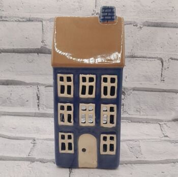 Ceramic Tealight House - Tall Blue