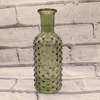 Green Tall Dimple Glass Vase