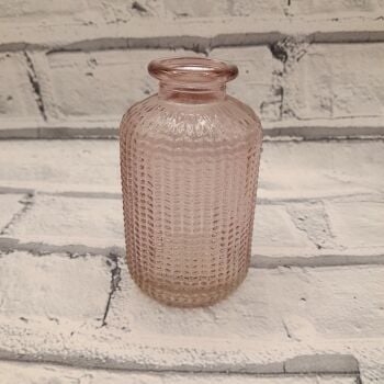 Pink Dimpled Glass Bottle