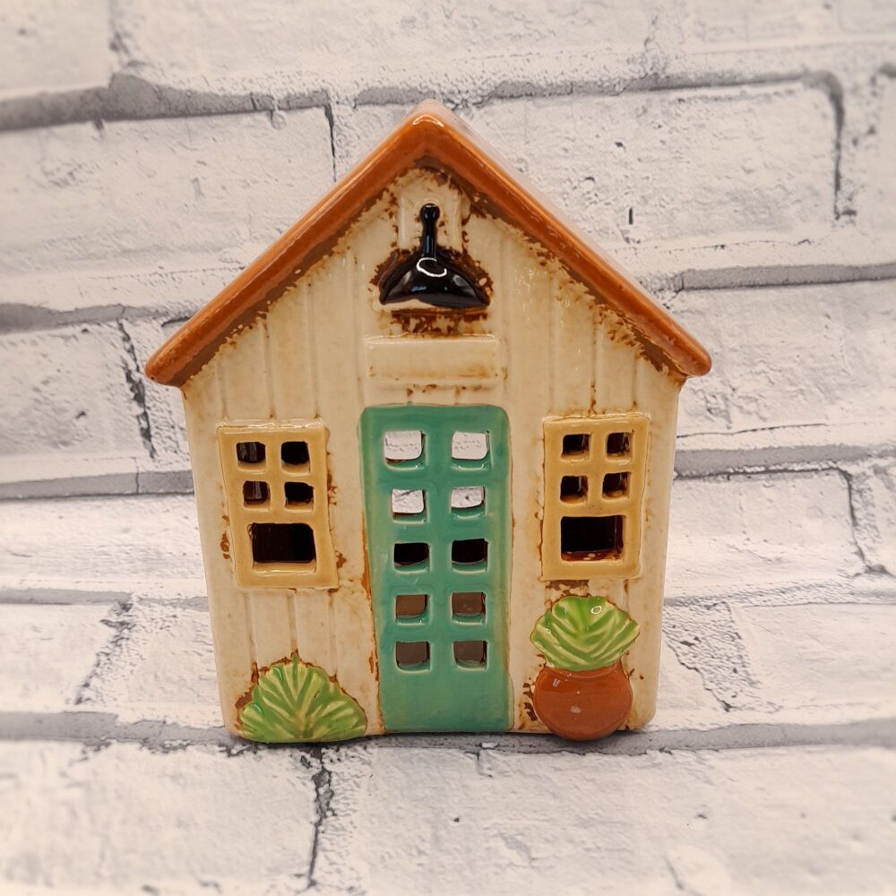 Ceramic Tealight Shed - Green Door
