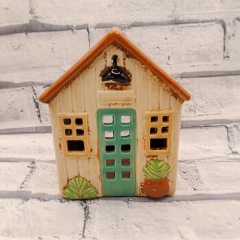 Ceramic Tealight Shed - Green Door